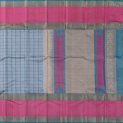 Grey Kanchipuram Silk Saree With No Zari For Office Wear PV RM NZ 498