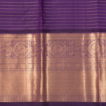 Pink And Purple Kanchipuram Silk Saree With Zari Checks For Bridal Wear PV NYC 1630