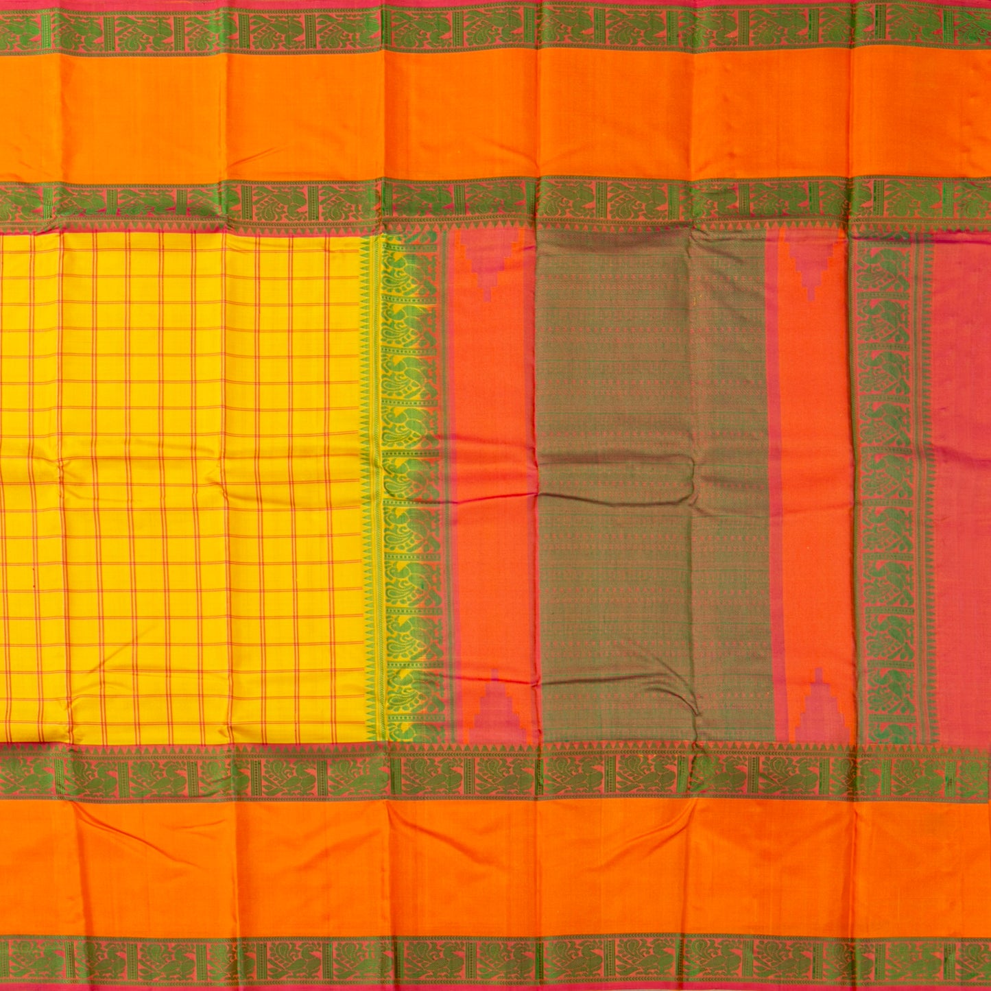 Yellow Kanchipuram Silk Saree With No Zari For Office Wear PV RM NZ 499 - Silk Sari - Panjavarnam PV RM NZ 499