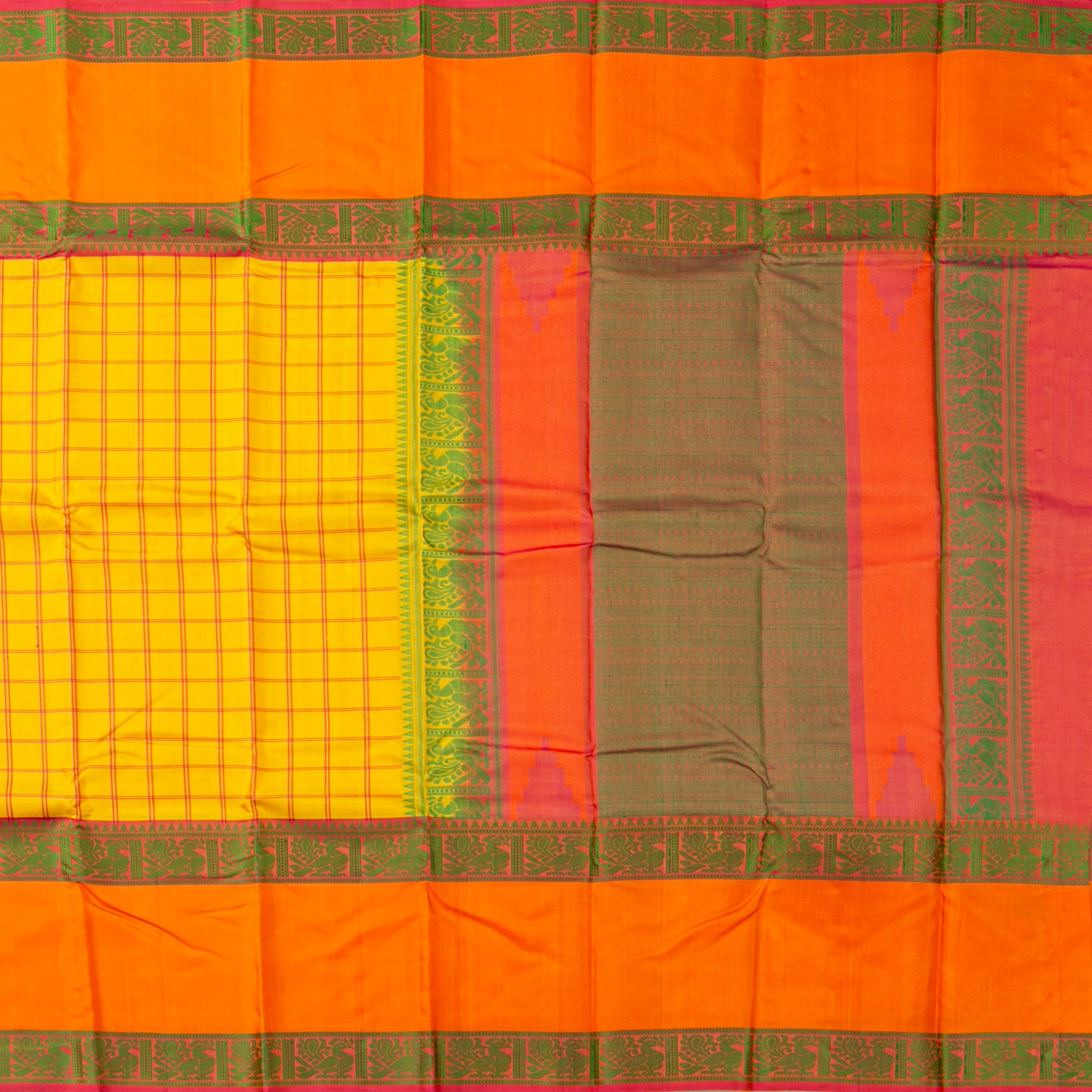 Yellow Kanchipuram Silk Saree With No Zari For Office Wear PV RM NZ 499 - Silk Sari - Panjavarnam PV RM NZ 499