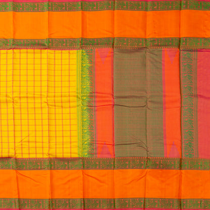 Yellow Kanchipuram Silk Saree With No Zari For Office Wear PV RM NZ 499 - Silk Sari - Panjavarnam PV RM NZ 499