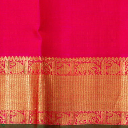 Orange And Pink Kanchipuram Silk Saree With Zari Checks For Wedding Wear PV NYC 1626