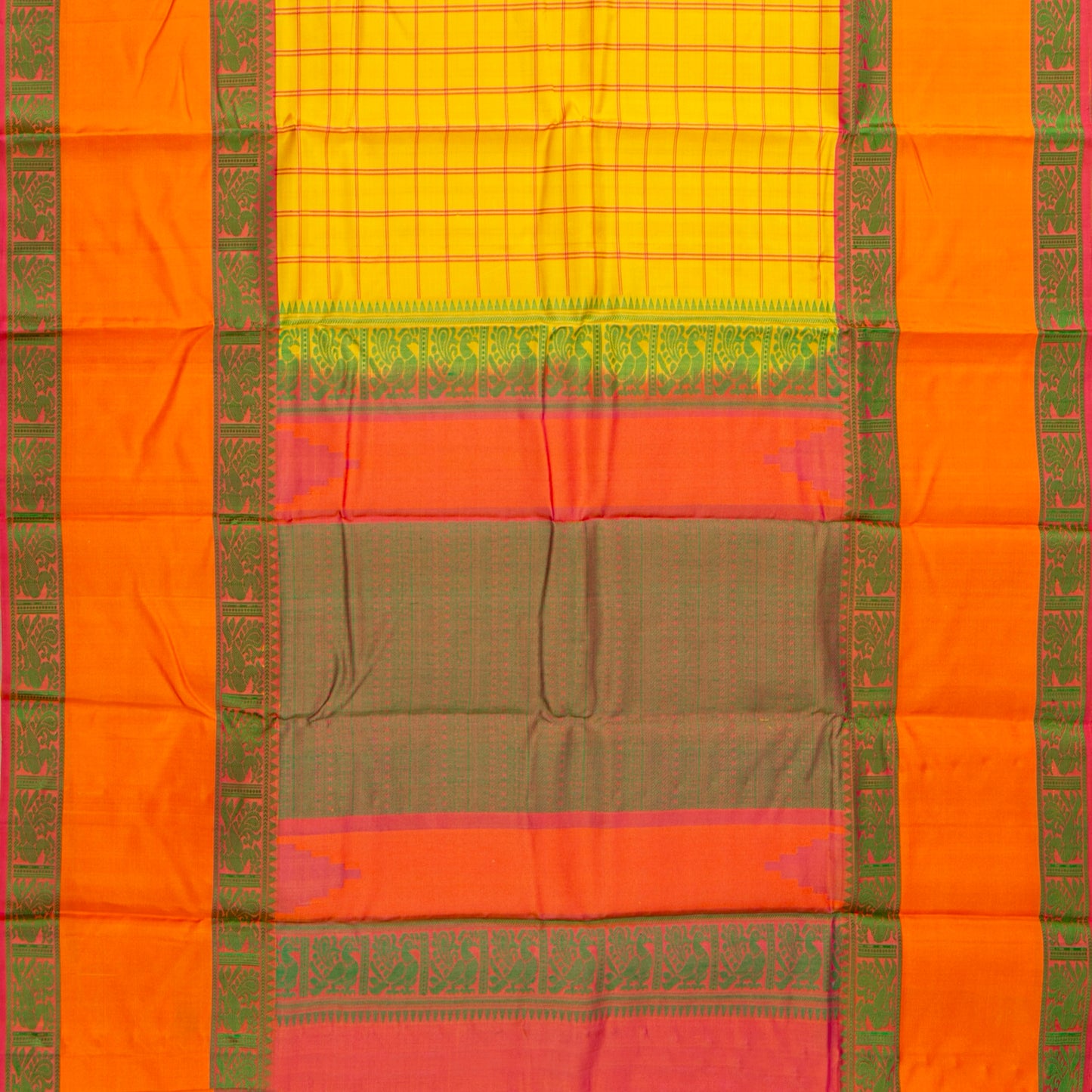 Yellow Kanchipuram Silk Saree With No Zari For Office Wear PV RM NZ 499 - Silk Sari - Panjavarnam PV RM NZ 499