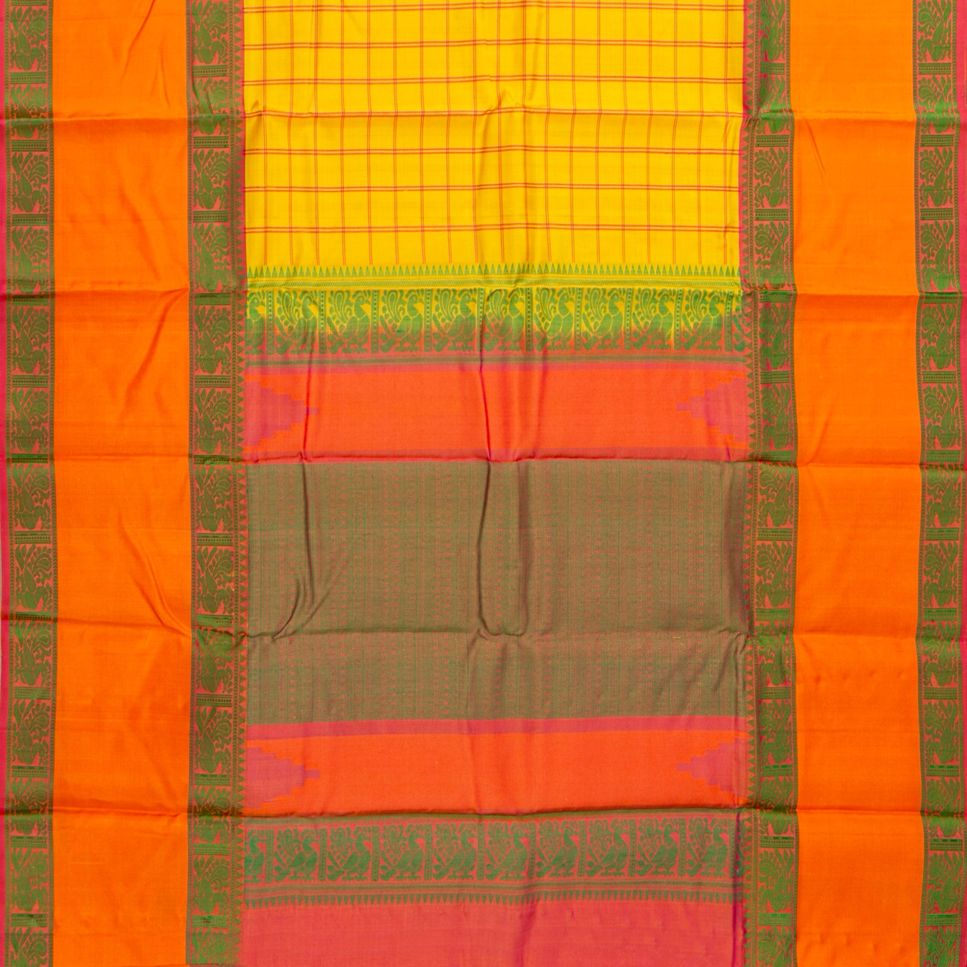 Yellow Kanchipuram Silk Saree With No Zari For Office Wear PV RM NZ 499 - Silk Sari - Panjavarnam PV RM NZ 499