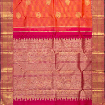 Pink, Magenta And Red Kanchipuram Silk Saree With Jacquard Silk Work And Ganda Berunda Motifs For Wedding Wear PV NYC 1673