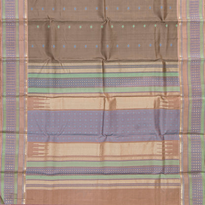 Fawn Kanchipuram Silk Saree With No Zari For Office Wear PV RM NZ 511