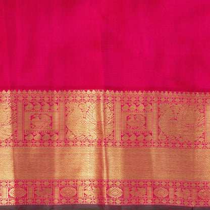 Pink, Magenta And Red Kanchipuram Silk Saree With Jacquard Silk Work And Ganda Berunda Motifs For Wedding Wear PV NYC 1673