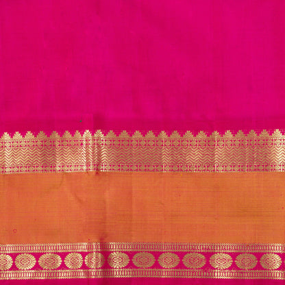 Green And Pink Kanchipuram Silk Saree With Zari Checks For Wedding Wear PV NYC 1585