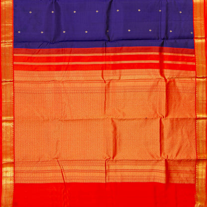 Blue And Red Kanchipuram Silk Saree For Festive Wear PV MEN 190 - Silk Sari - Panjavarnam PV MEN 190