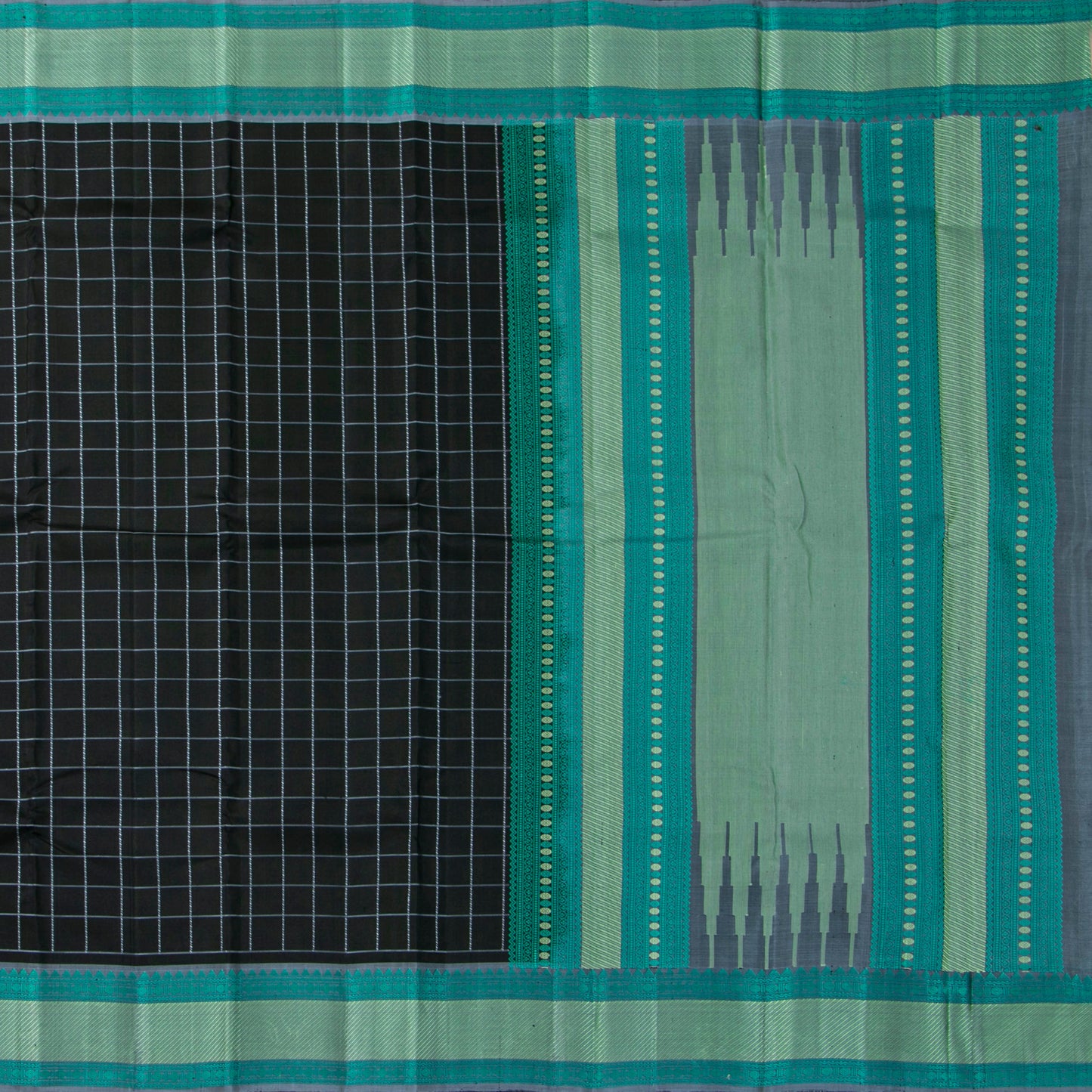 Black And Blue Kanchipuram Silk Saree With No Zari For Office Wear PV RM NZ 495 - Silk Sari - Panjavarnam PV RM NZ 495