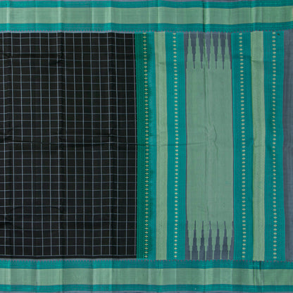 Black And Blue Kanchipuram Silk Saree With No Zari For Office Wear PV RM NZ 495 - Silk Sari - Panjavarnam PV RM NZ 495