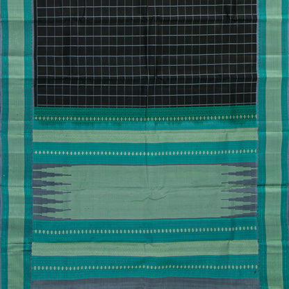 Black And Blue Kanchipuram Silk Saree With No Zari For Office Wear PV RM NZ 495 - Silk Sari - Panjavarnam PV RM NZ 495