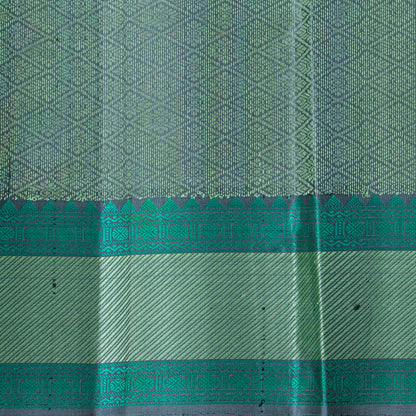 Black And Blue Kanchipuram Silk Saree With No Zari For Office Wear PV RM NZ 495 - Silk Sari - Panjavarnam PV RM NZ 495