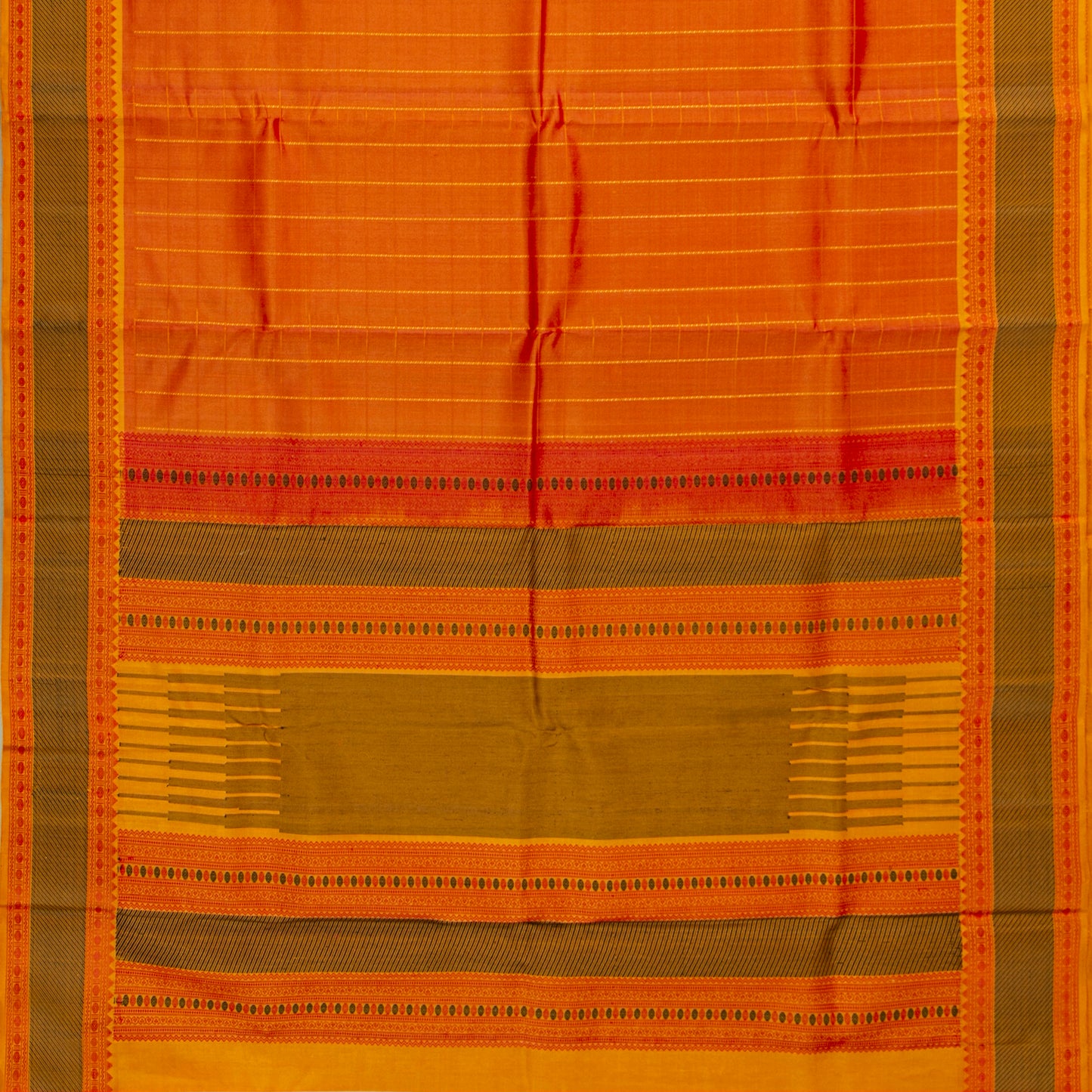 Orange Kanchipuram Silk Saree With No Zari For Office Wear PV RM NZ 497