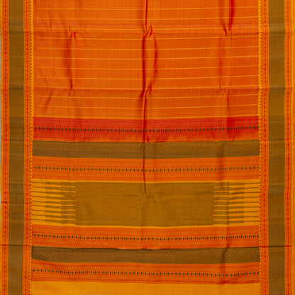 Orange Kanchipuram Silk Saree With No Zari For Office Wear PV RM NZ 497
