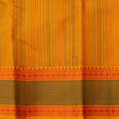 Orange Kanchipuram Silk Saree With No Zari For Office Wear PV RM NZ 497
