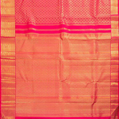 Pink Kanchipuram Silk Saree With Zari Checks For Wedding Wear PV NYC 1587