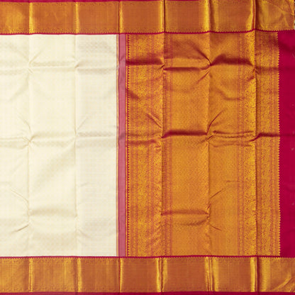 Off White And Red Kanchipuram Silk Saree For Wedding Wear PV NYC 1685