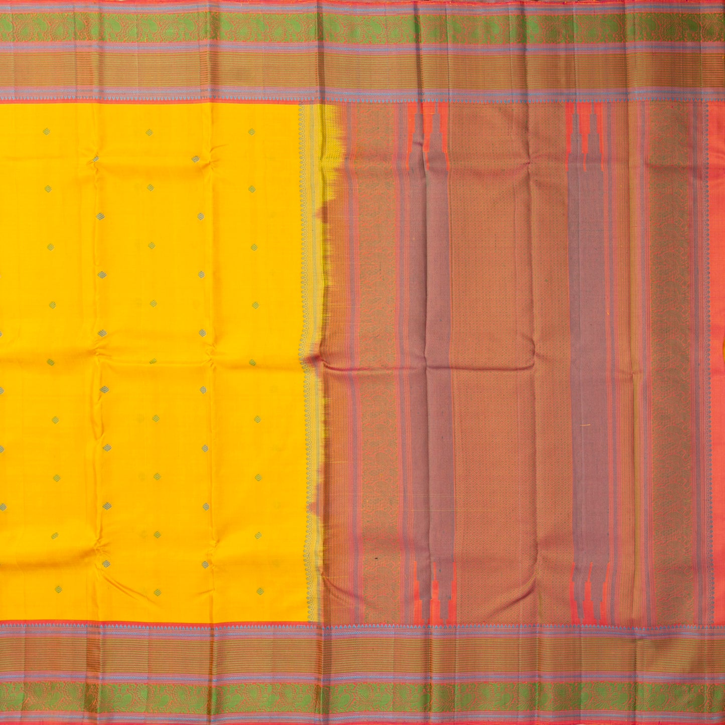 Yellow Kanchipuram Silk Saree With No Zari For Office Wear PV RM NZ 502 - Silk Sari - Panjavarnam PV RM NZ 502