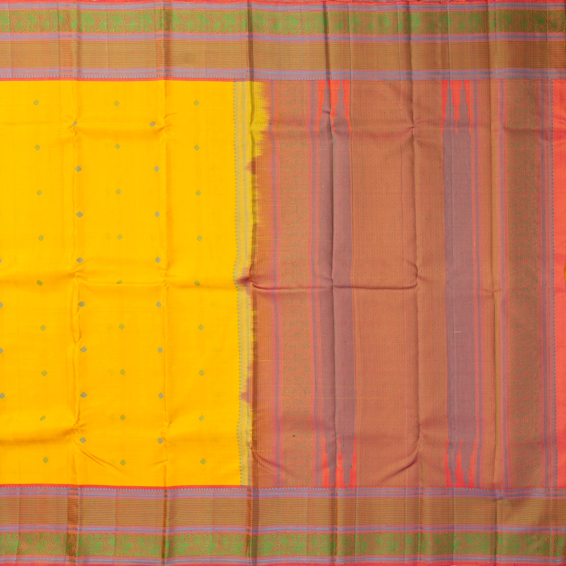 Yellow Kanchipuram Silk Saree With No Zari For Office Wear PV RM NZ 502 - Silk Sari - Panjavarnam PV RM NZ 502