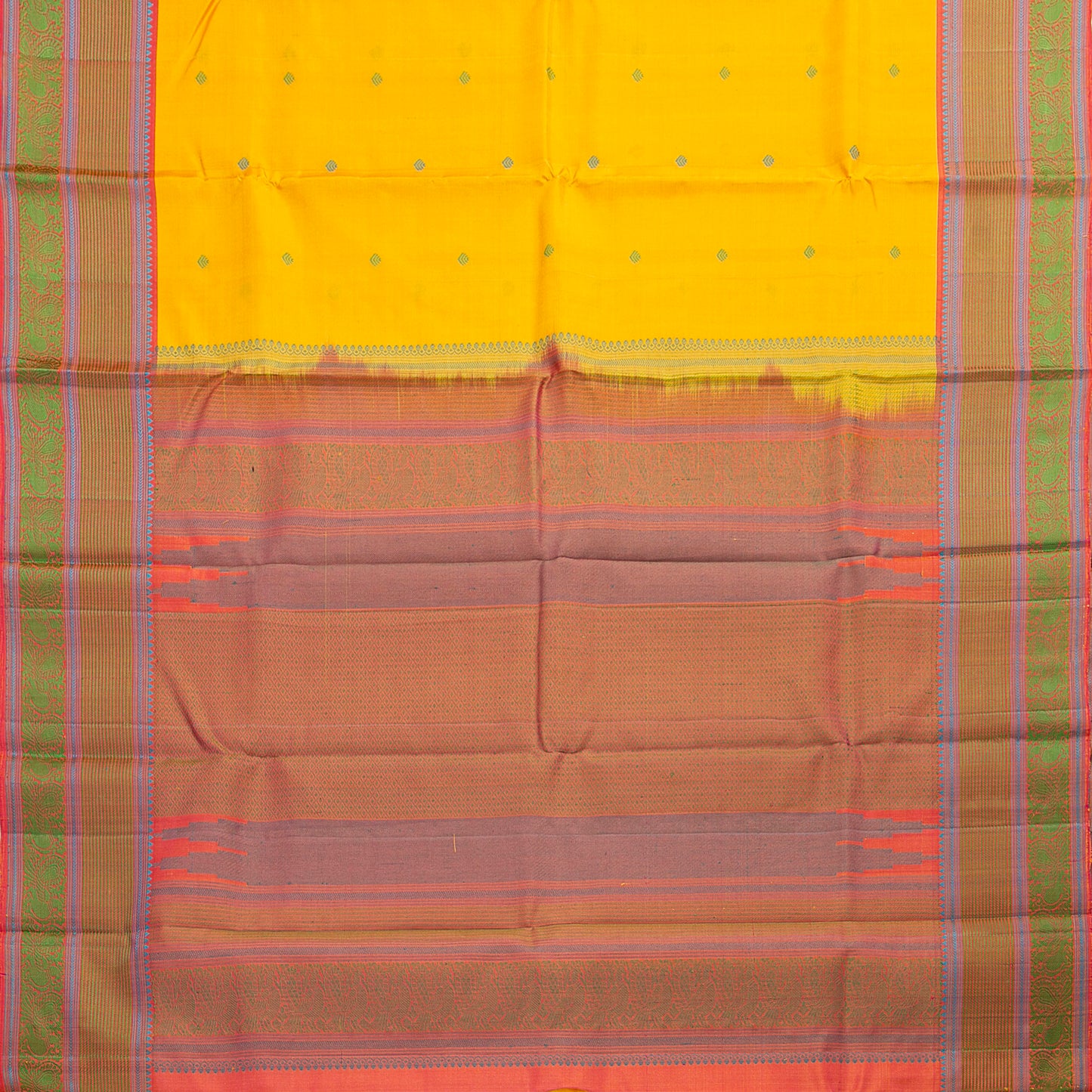 Yellow Kanchipuram Silk Saree With No Zari For Office Wear PV RM NZ 502 - Silk Sari - Panjavarnam PV RM NZ 502