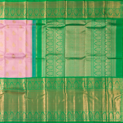 Pink And Green Kanchipuram Silk Saree For Wedding Wear PV NYC 1613