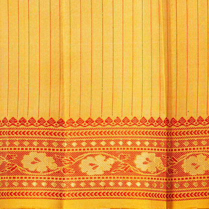 Off White Kanchipuram Silk Saree With No Zari For Office Wear PV RM NZ 509