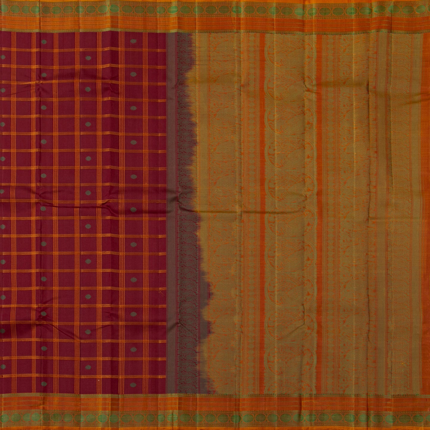 Maroon Kanchipuram Silk Saree With No Zari For Office Wear PV RM NZ 508 - Silk Sari - Panjavarnam PV RM NZ 508