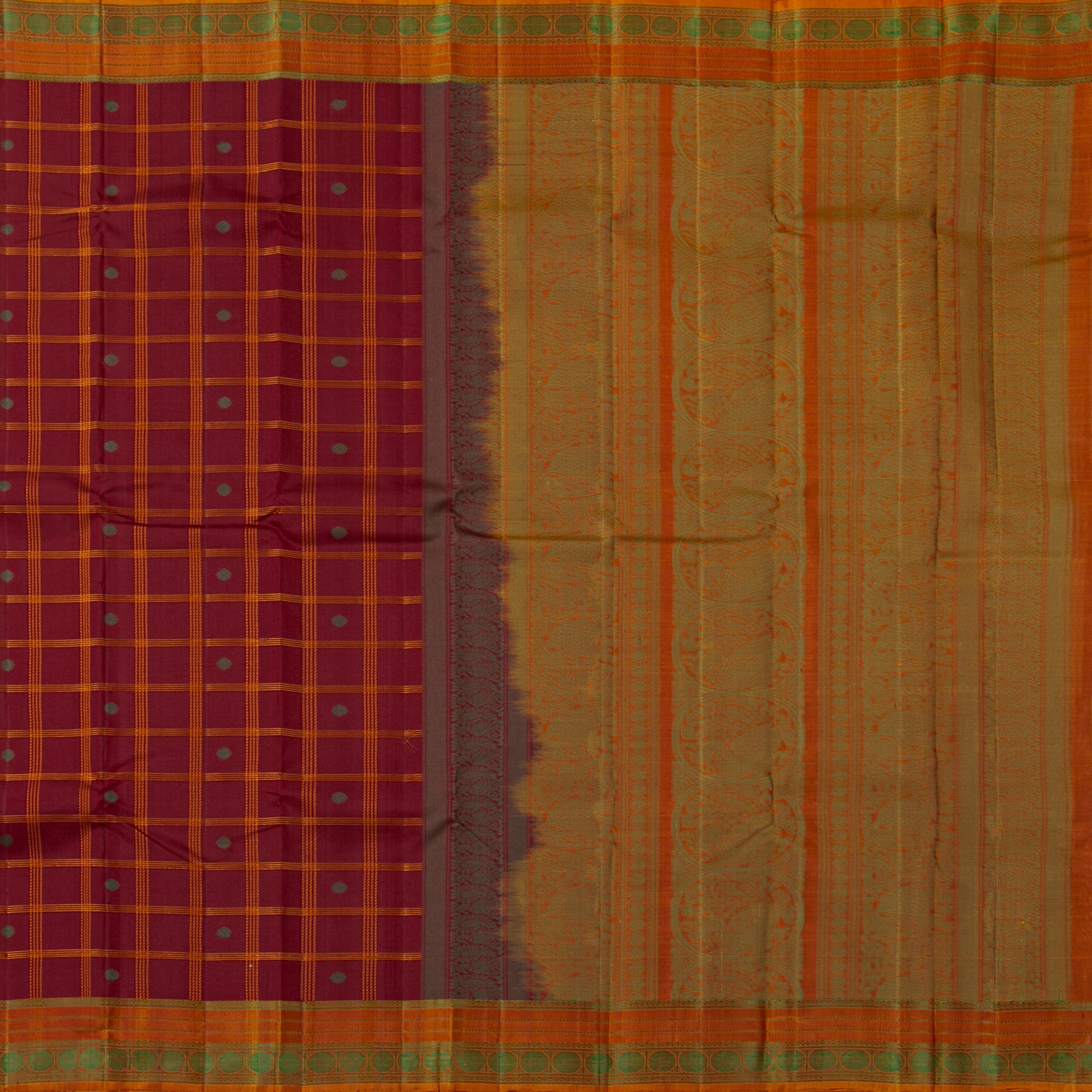 Maroon Kanchipuram Silk Saree With No Zari For Office Wear PV RM NZ 508 - Silk Sari - Panjavarnam PV RM NZ 508
