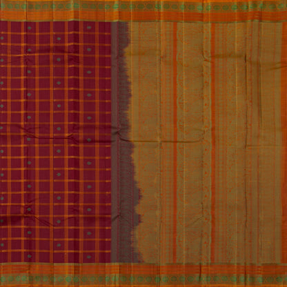 Maroon Kanchipuram Silk Saree With No Zari For Office Wear PV RM NZ 508 - Silk Sari - Panjavarnam PV RM NZ 508
