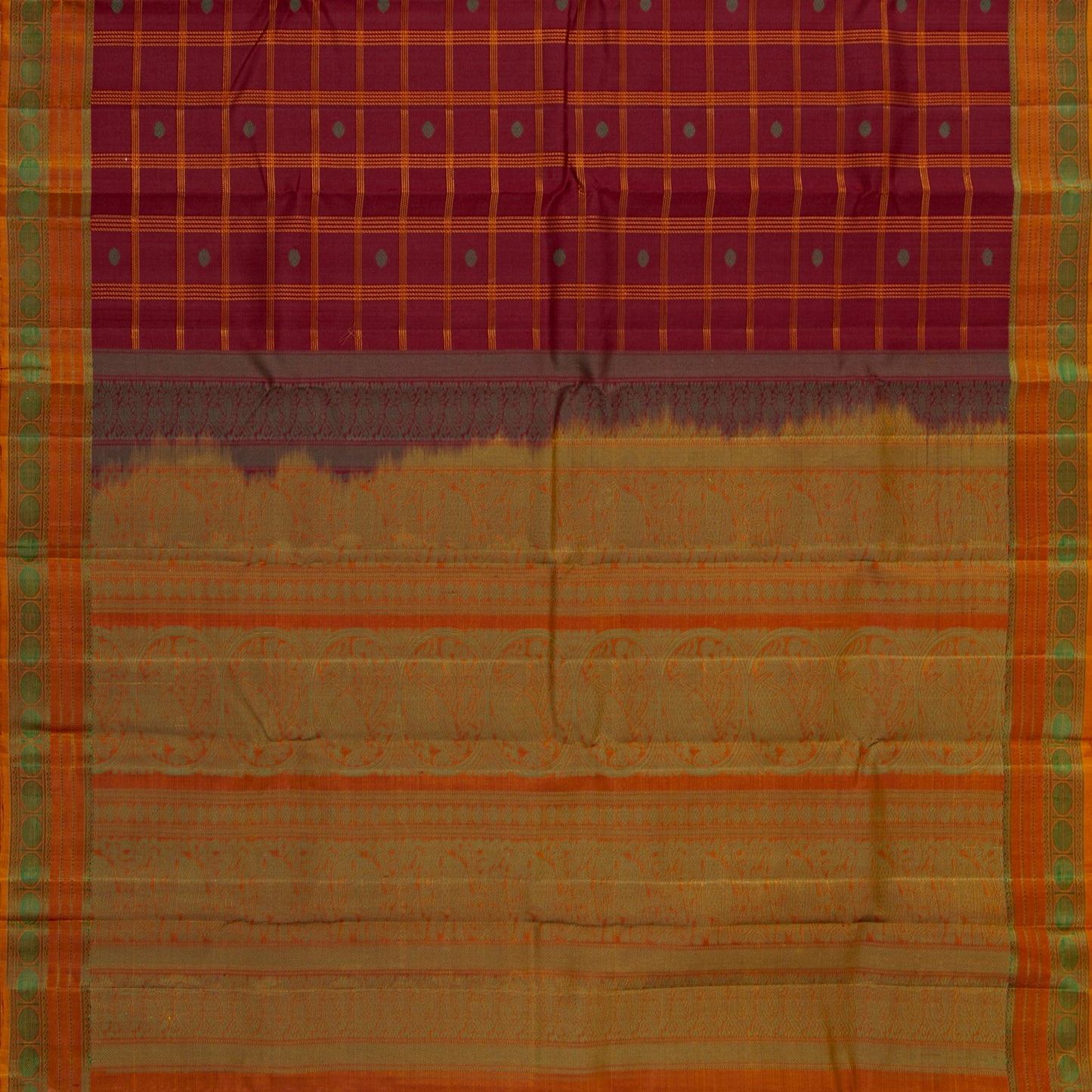 Maroon Kanchipuram Silk Saree With No Zari For Office Wear PV RM NZ 508 - Silk Sari - Panjavarnam PV RM NZ 508