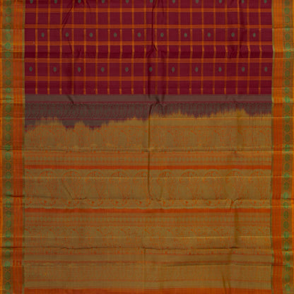 Maroon Kanchipuram Silk Saree With No Zari For Office Wear PV RM NZ 508 - Silk Sari - Panjavarnam PV RM NZ 508