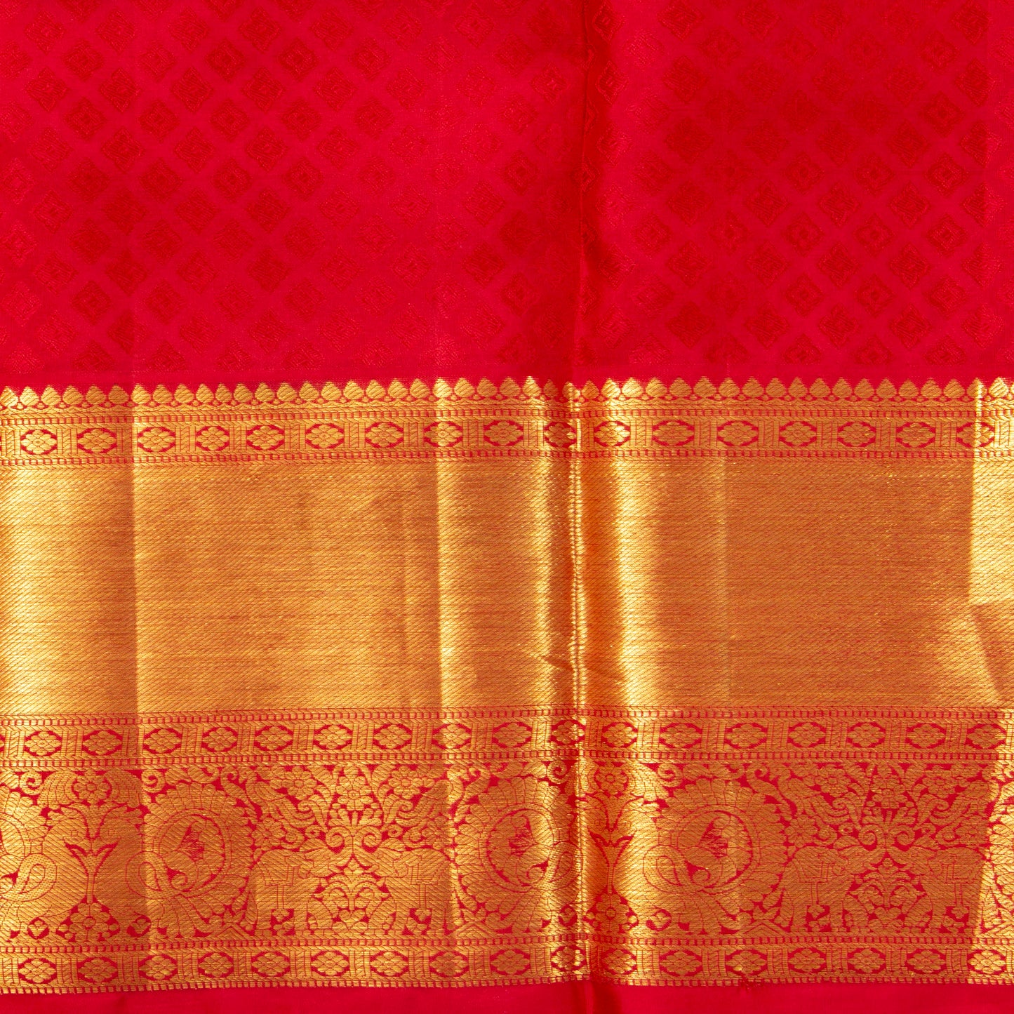 Off White And Red Kanchipuram Silk Saree For Wedding Wear PV NYC 1686