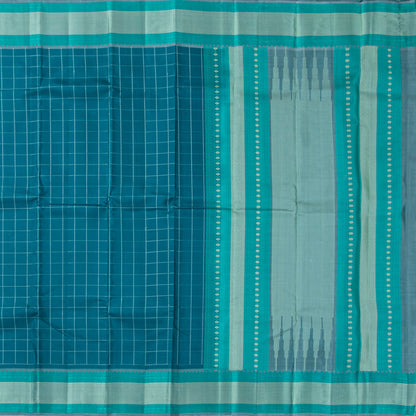 Blue And Grey Kanchipuram Silk Saree With No Zari For Office Wear PV RM NZ 496 - Silk Sari - Panjavarnam PV RM NZ 496