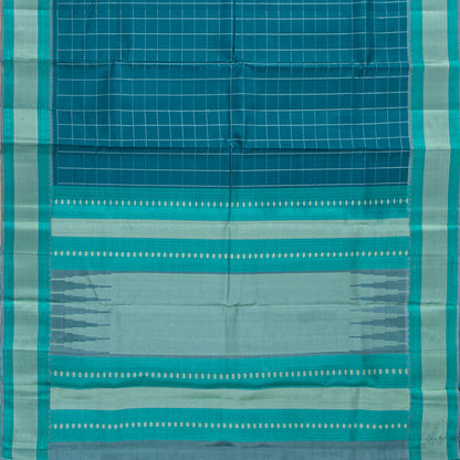 Blue And Grey Kanchipuram Silk Saree With No Zari For Office Wear PV RM NZ 496 - Silk Sari - Panjavarnam PV RM NZ 496