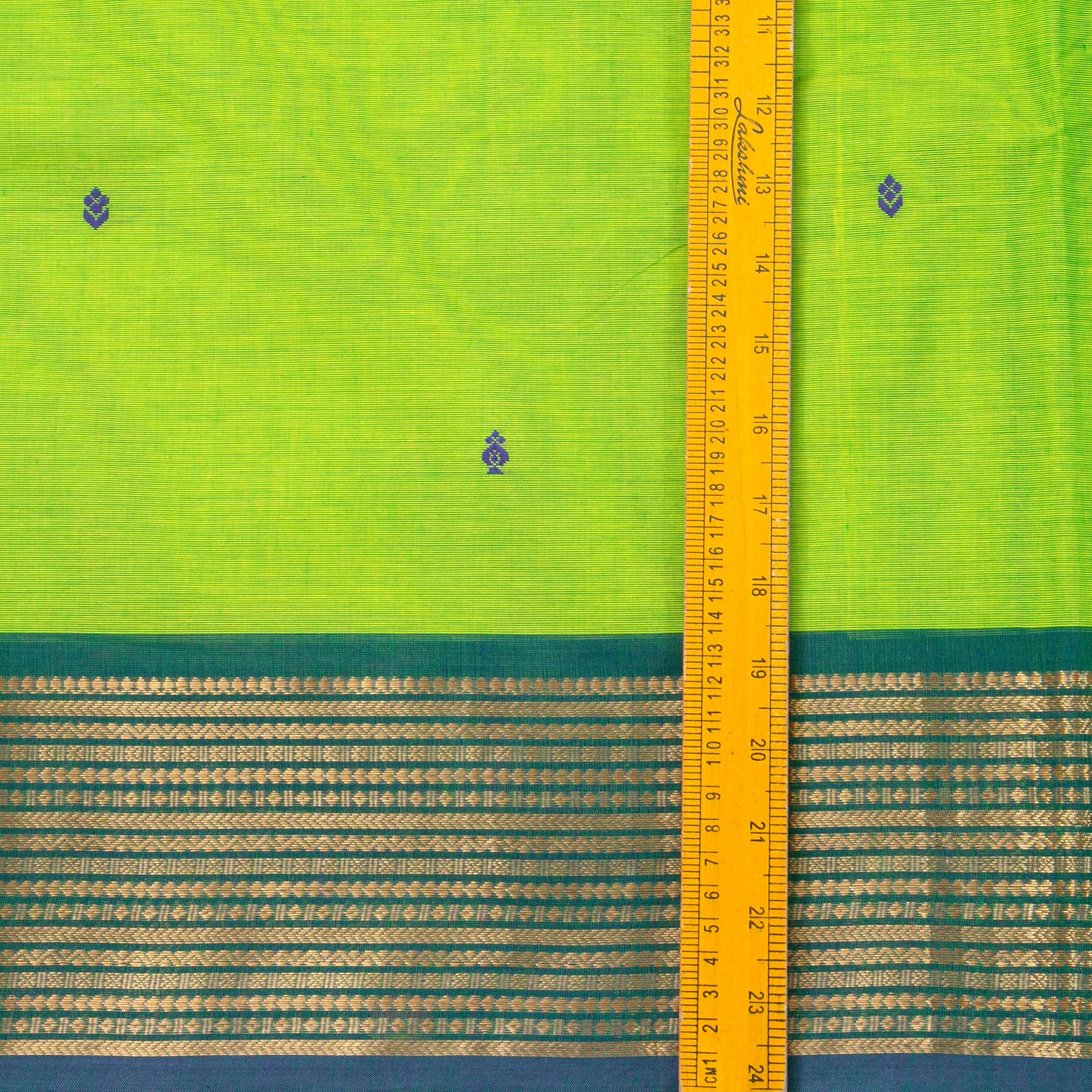 Green And Blue Kanchi Cotton Saree For Festive Wear PV MM KC 778 - Cotton Saree - Panjavarnam PV MM KC 778