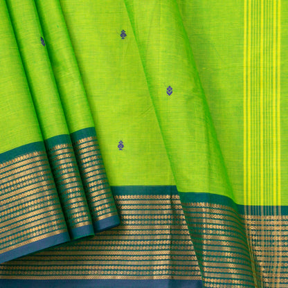 Green And Blue Kanchi Cotton Saree For Festive Wear PV MM KC 778 - Cotton Saree - Panjavarnam PV MM KC 778