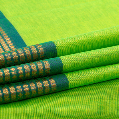 Green And Blue Kanchi Cotton Saree For Festive Wear PV MM KC 778 - Cotton Saree - Panjavarnam PV MM KC 778