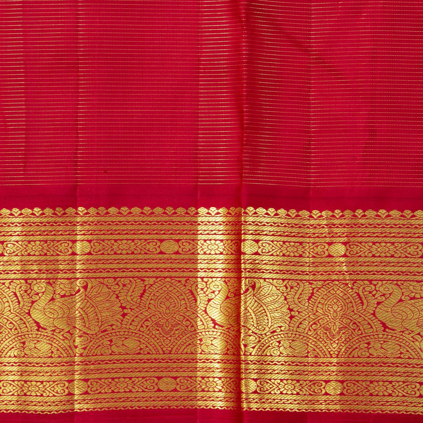 Yellow And Red Kanchipuram Silk Saree Vaira Oosi For Wedding Wear PV NYC 1581