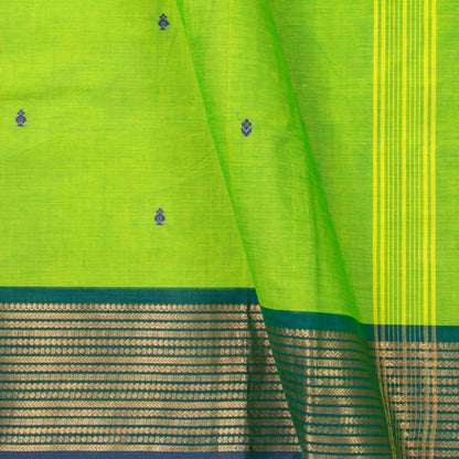 Green And Blue Kanchi Cotton Saree For Festive Wear PV MM KC 778 - Cotton Saree - Panjavarnam PV MM KC 778