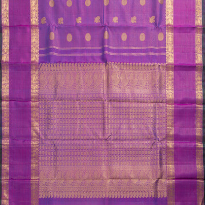 Purple Kanchipuram Silk Saree With Zari Checks For Wedding Wear PV NYC 1586