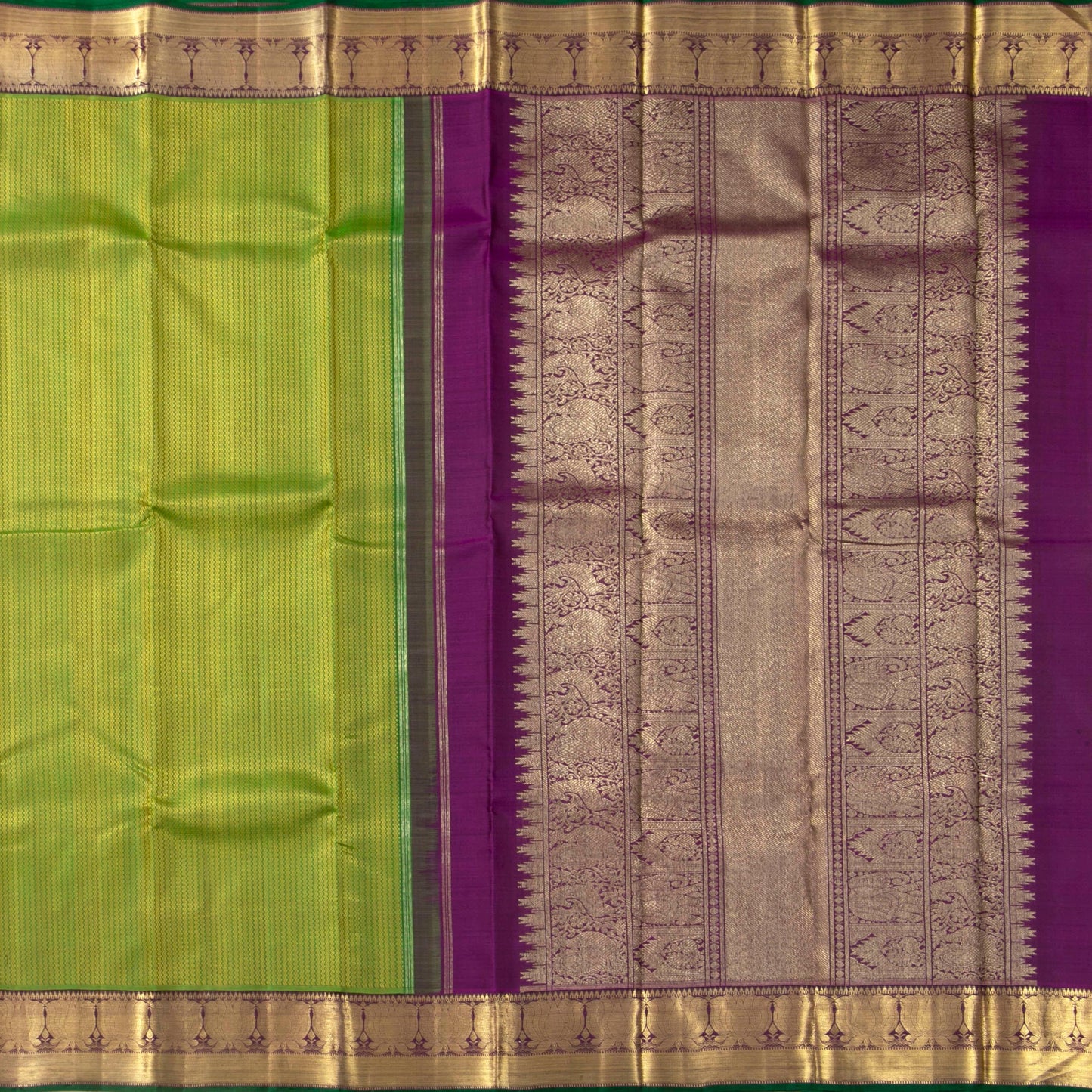 Green And Magenta Kanchipuram Silk Saree For Wedding Wear PV NYC 1653`