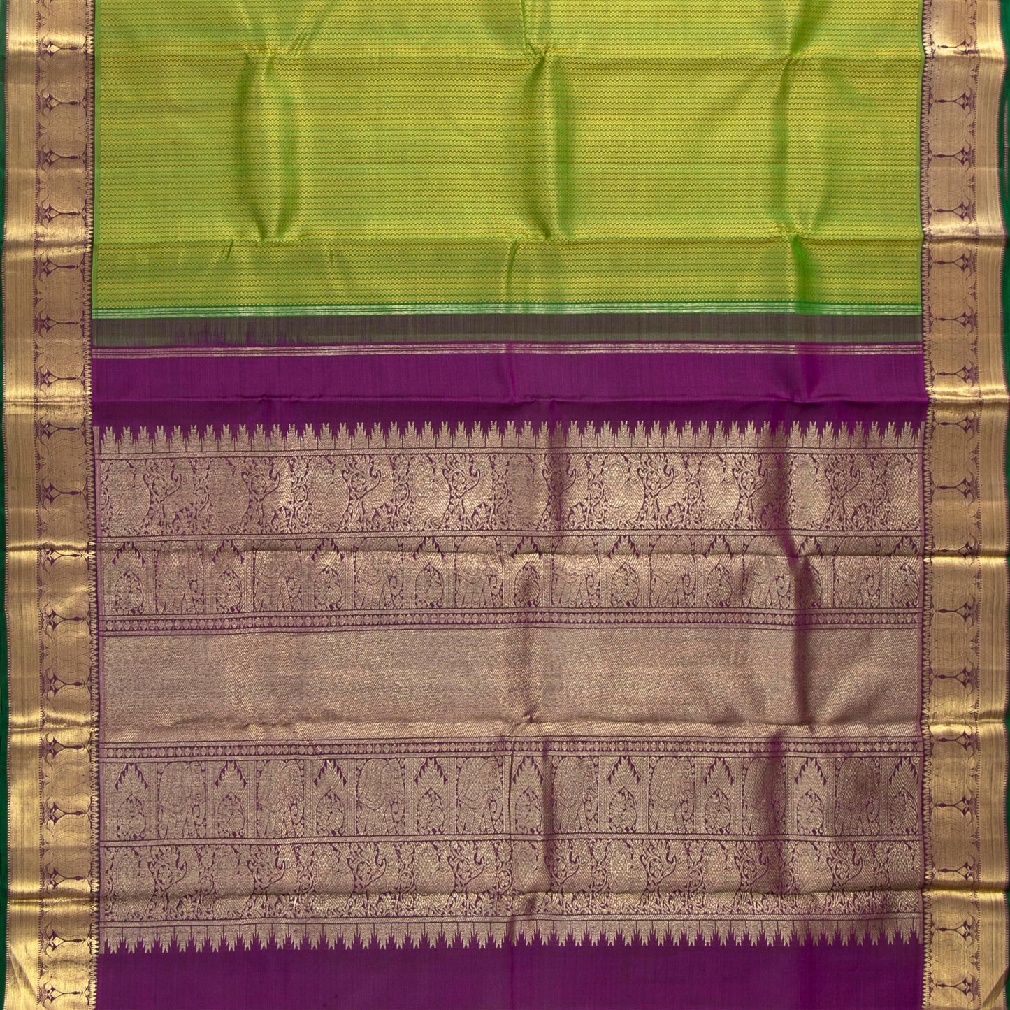 Green And Magenta Kanchipuram Silk Saree For Wedding Wear PV NYC 1653`