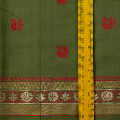 Green Kanchipuram Silk Saree With No Zari For Party Wear PV RM 468