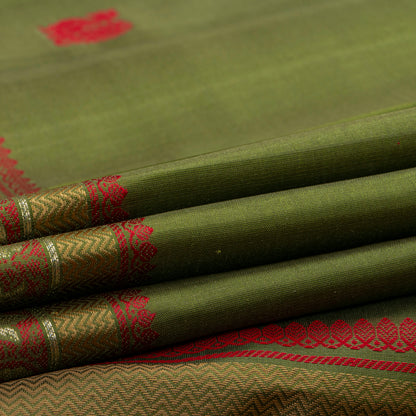 Green Kanchipuram Silk Saree With No Zari For Party Wear PV RM 468