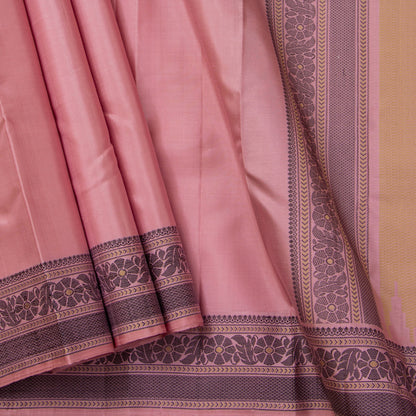 Pastel Pink Kanchipuram Silk Saree With No Zari For Office Wear PV RM NZ 457