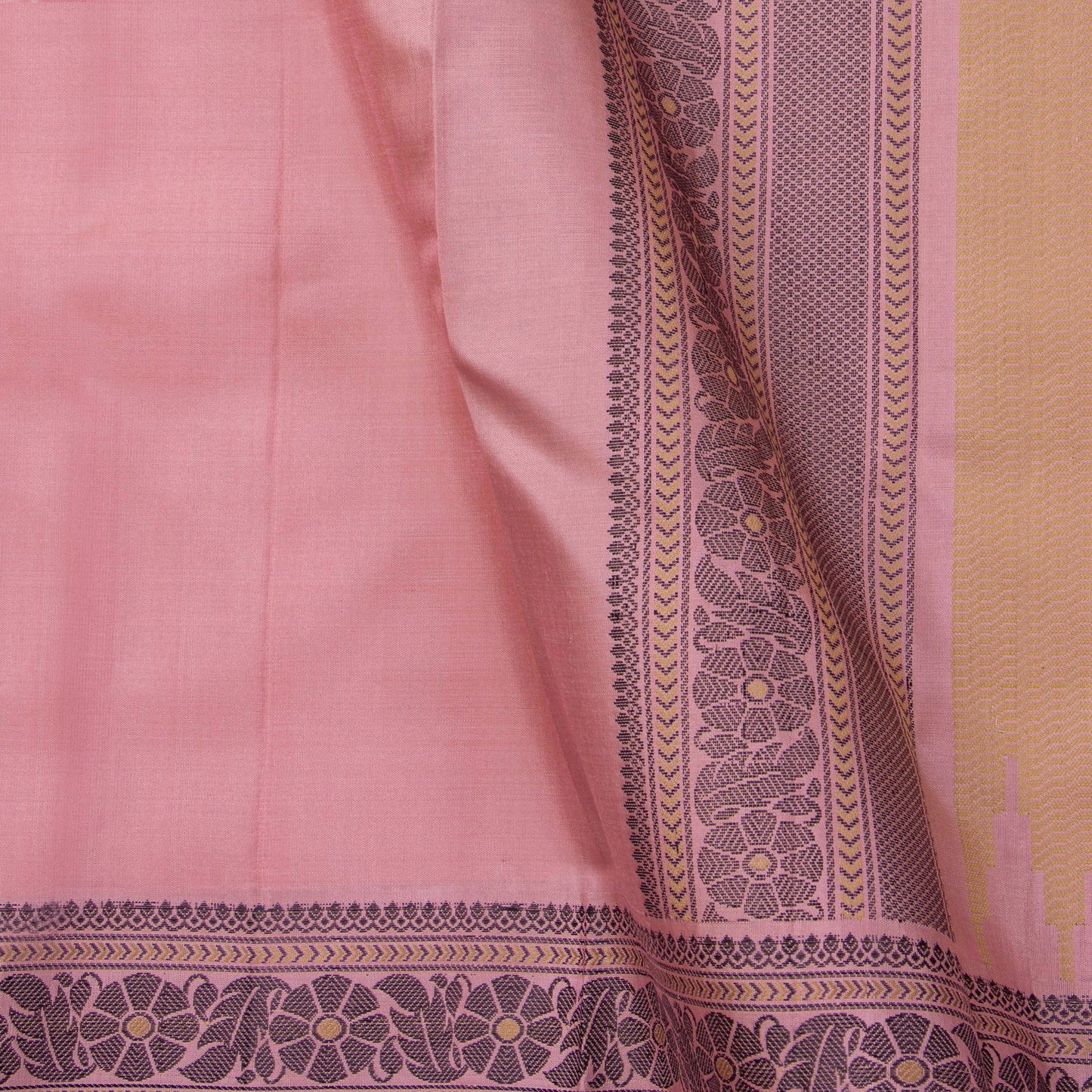 Pastel Pink Kanchipuram Silk Saree With No Zari For Office Wear PV RM NZ 457