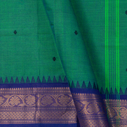 Teal And Blue Kanchi Cotton Saree For Festive Wear PV MM KC 818 - Cotton Saree - Panjavarnam PV MM KC 818