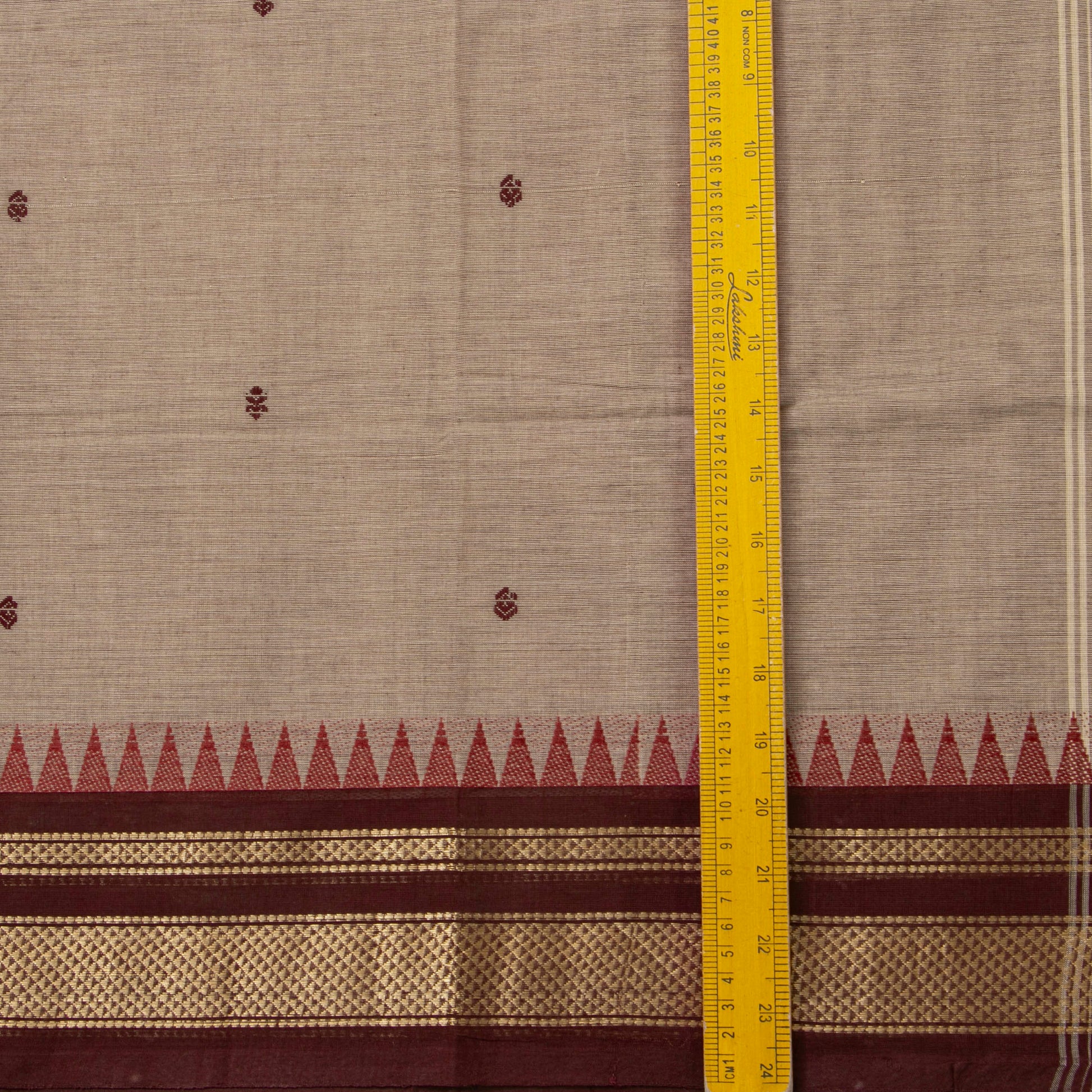 Fawn And Brown Kanchi Cotton Saree For Festive Wear PV MM KC 801 - Cotton Saree - Panjavarnam PV MM KC 801