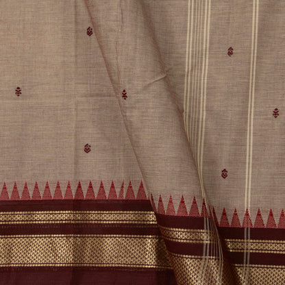 Fawn And Brown Kanchi Cotton Saree For Festive Wear PV MM KC 801 - Cotton Saree - Panjavarnam PV MM KC 801